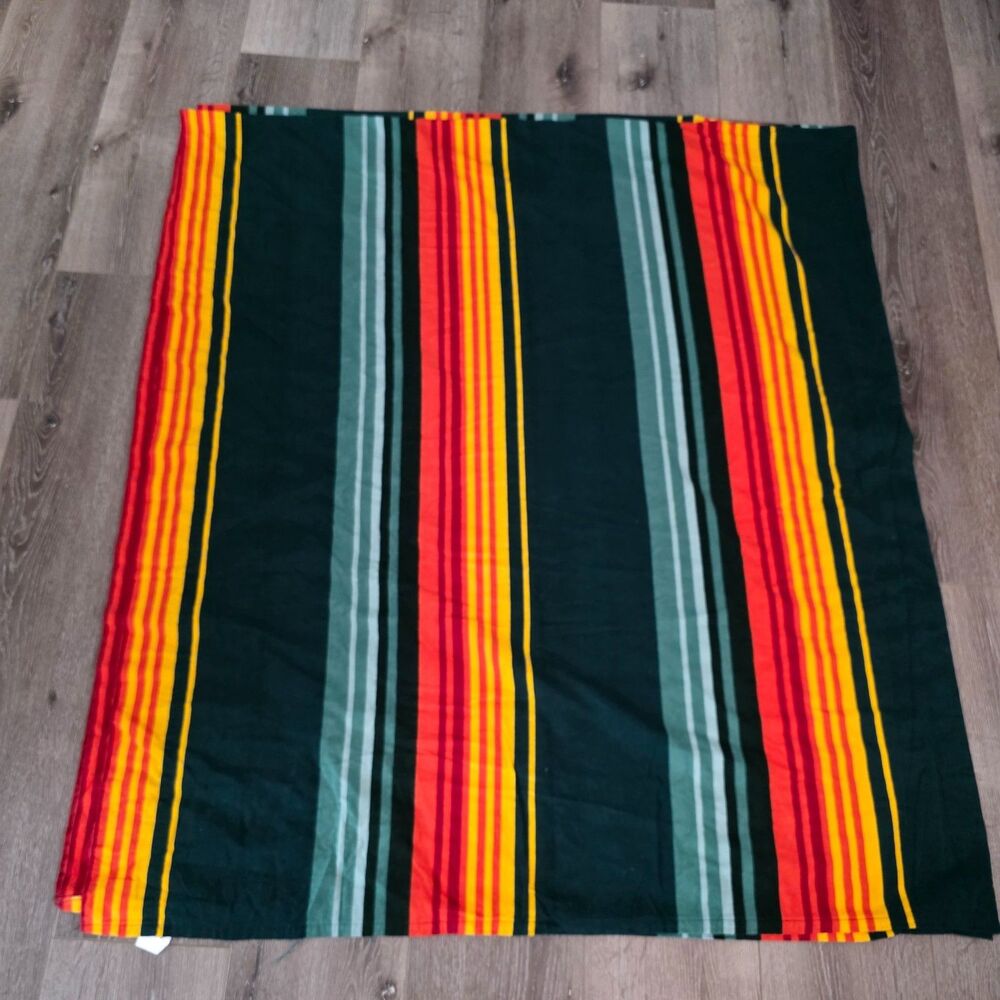 Pendleton King Flat Flannel Sheet 102”X108” Grand Canyon Stripes Cotton Blanket